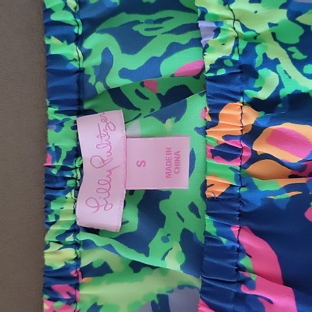 Lilly Pulitzer Sanilla Silk Off The Shoulder "Indigo All A Glow" Print Size S - Picture 5 of 13